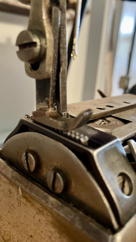 Closeup of Singer cylinder arm machine